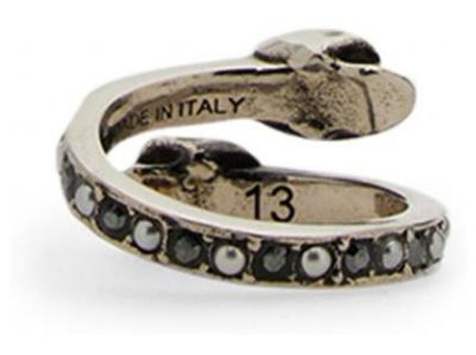 Alexander Mcqueen Anello Teschio Wraparound Argento - vista 5