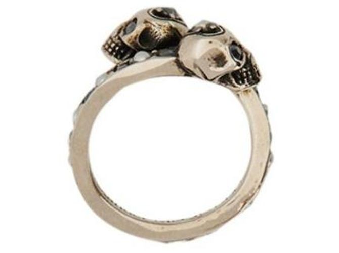 Alexander Mcqueen Anello Teschio Wraparound Argento - vista 6