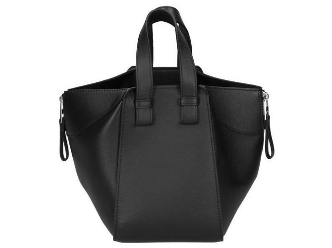 Loewe Borsa Compact Hammock in vitello classico Nero - vista 4