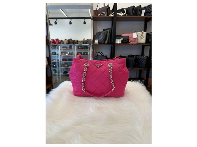 Prada Borsa a tracolla matelassé Pocono con catena Rosa - vista 4