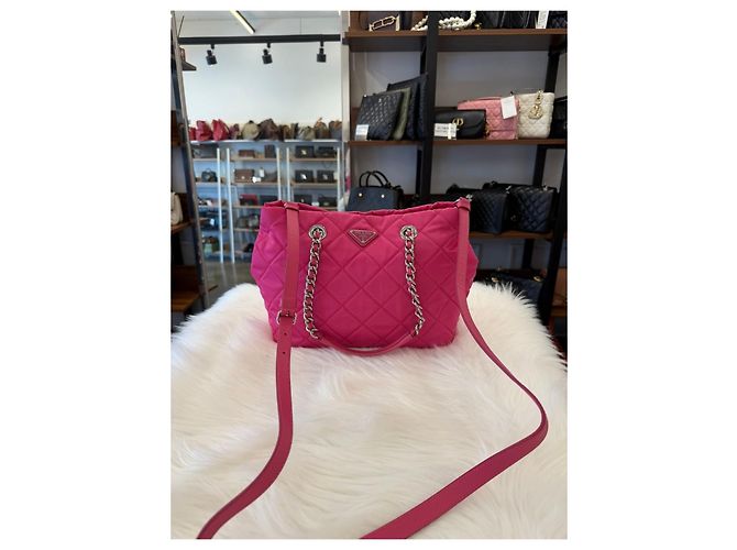 Prada Borsa a tracolla matelassé Pocono con catena Rosa - vista 5