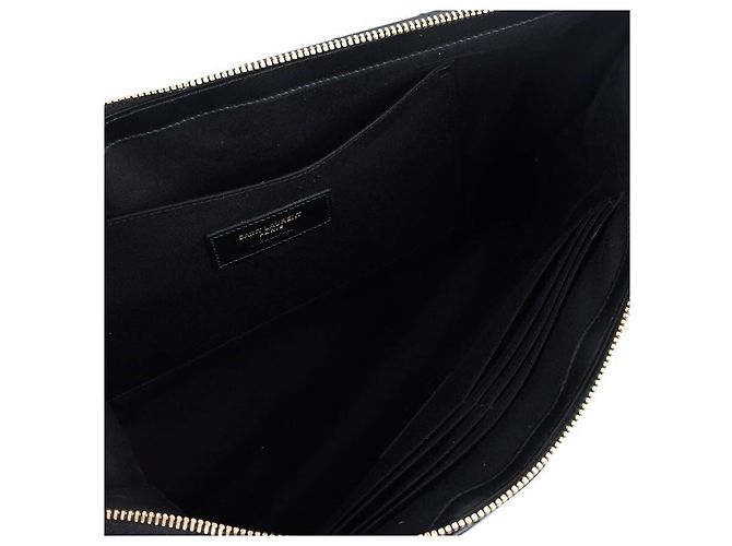 Saint Laurent Portadocumenti Monogram in Matelassé da donna Nero - vista 10