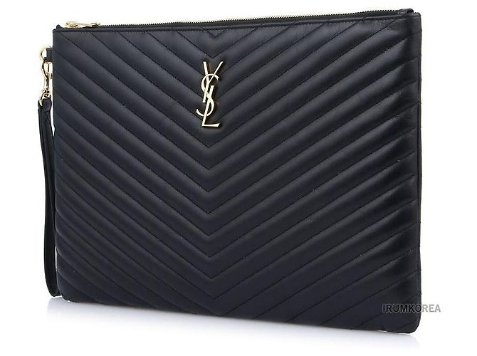 Saint Laurent Portadocumenti Monogram in Matelassé da donna Nero - vista 2