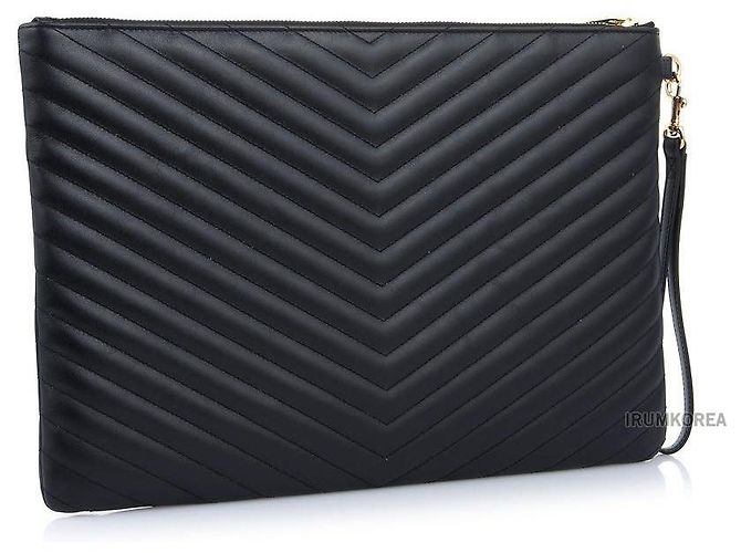 Saint Laurent Portadocumenti Monogram in Matelassé da donna Nero - vista 3