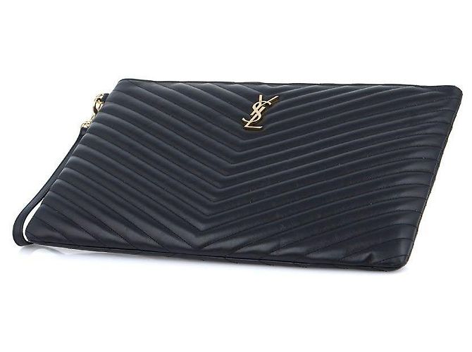 Saint Laurent Portadocumenti Monogram in Matelassé da donna Nero - vista 4