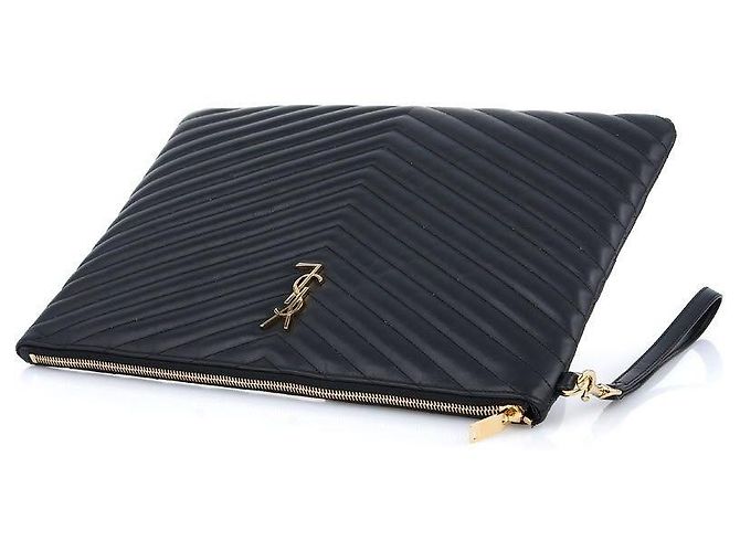 Saint Laurent Portadocumenti Monogram in Matelassé da donna Nero - vista 5
