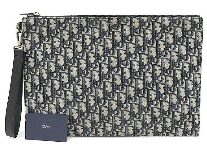 Dior Clutch Pouch con tracolla in jacquard Oblique Beige e Nero Marrone - vista 3