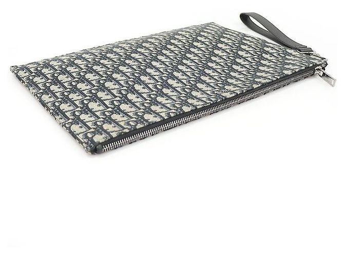 Dior Clutch Pouch con tracolla in jacquard Oblique Beige e Nero Marrone - vista 5