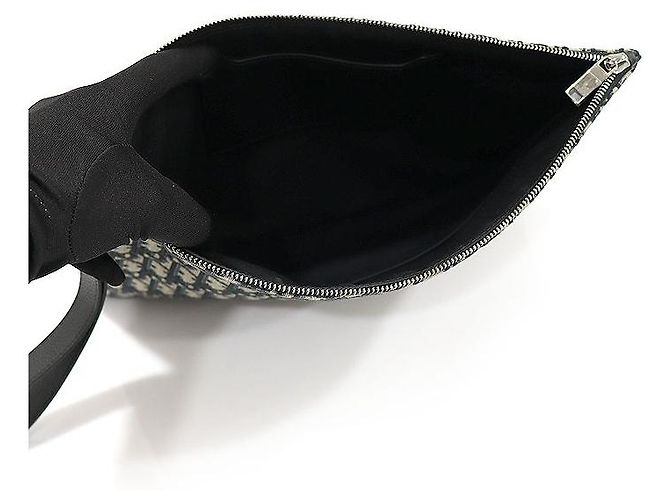 Dior Clutch Pouch con tracolla in jacquard Oblique Beige e Nero Marrone - vista 7