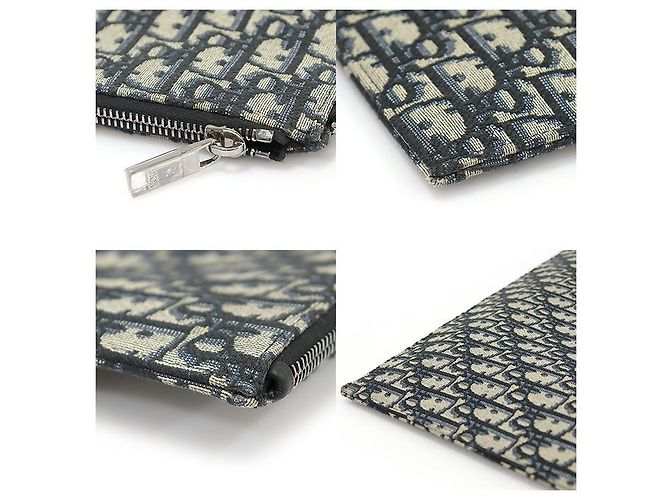 Dior Clutch Pouch con tracolla in jacquard Oblique Beige e Nero Marrone - vista 8