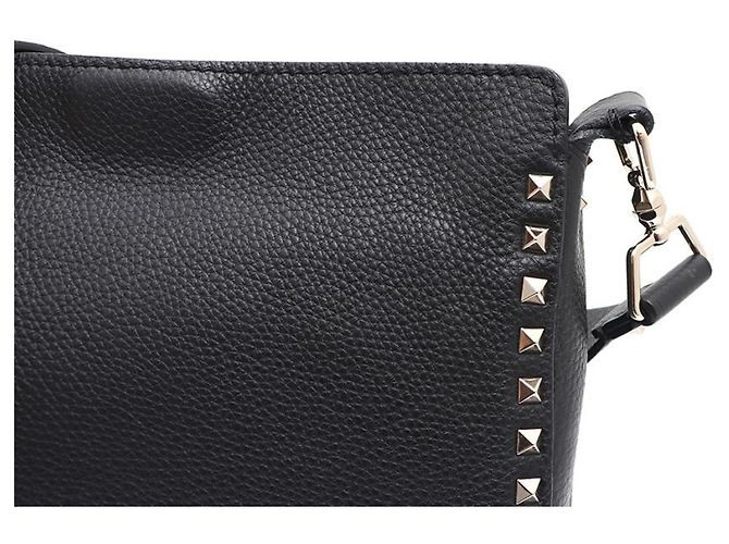 Valentino Borsa Hobo Crossbody Rockstud in pelle Medium Garavani Nero - vista 10