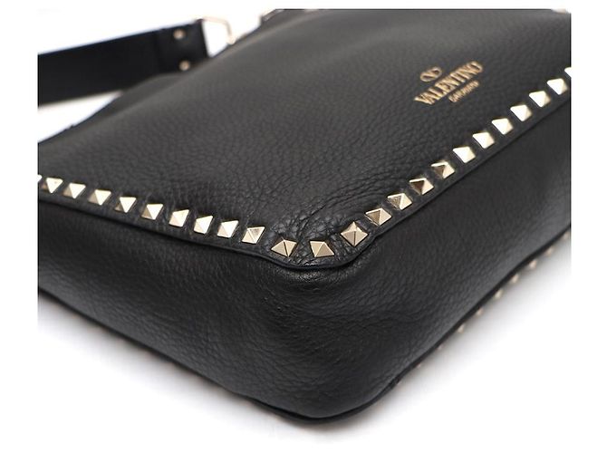 Valentino Borsa Hobo Crossbody Rockstud in pelle Medium Garavani Nero - vista 11
