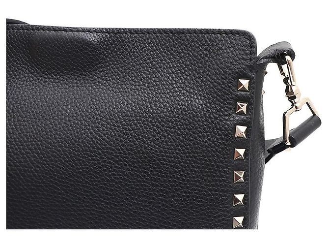 Valentino Borsa Hobo Crossbody Rockstud in pelle Medium Garavani Nero - vista 3