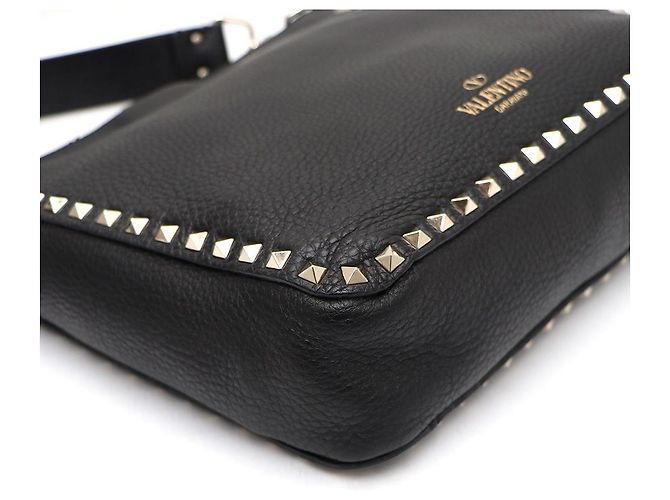 Valentino Borsa Hobo Crossbody Rockstud in pelle Medium Garavani Nero - vista 4