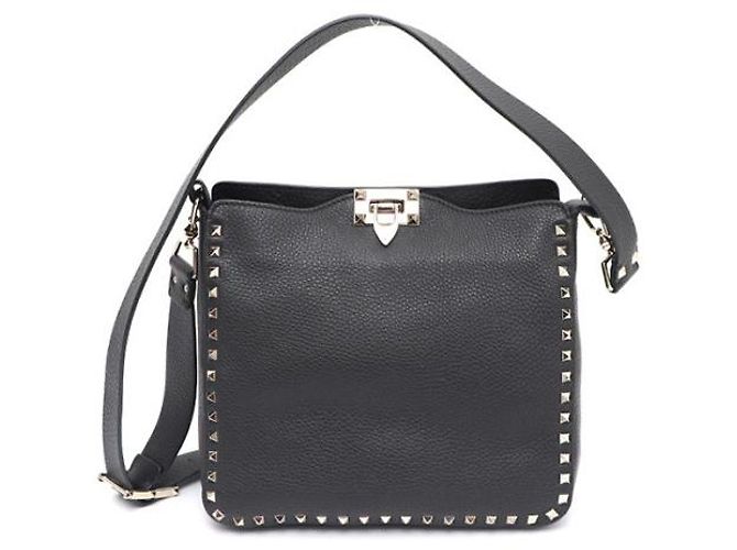 Valentino Borsa Hobo Crossbody Rockstud in pelle Medium Garavani Nero - vista 8