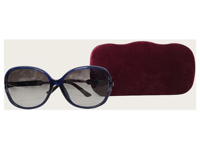 Gucci Lunettes de soleil à monture entrelacée Blue Silver Bleu - vue 5