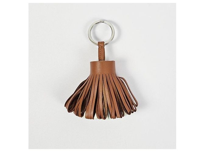 Hermès Pingente de bolsa chaveiro de couro tricolor com borla Dourado - vista 3
