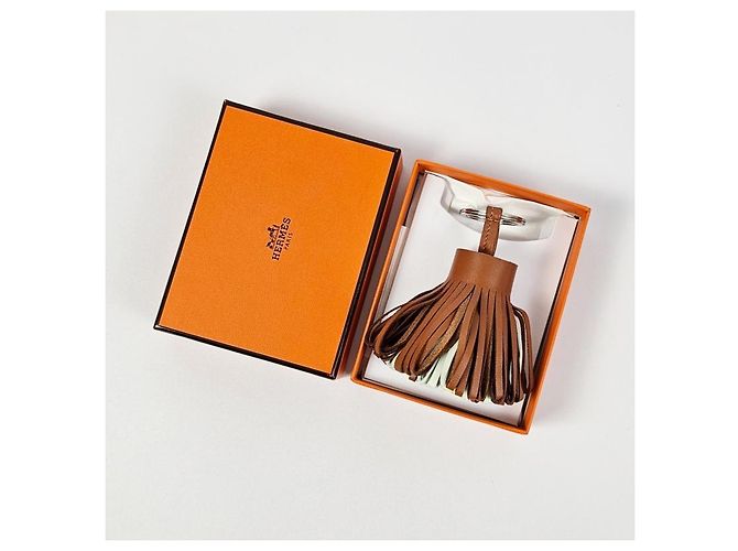 Hermès Pingente de bolsa chaveiro de couro tricolor com borla Dourado - vista 9