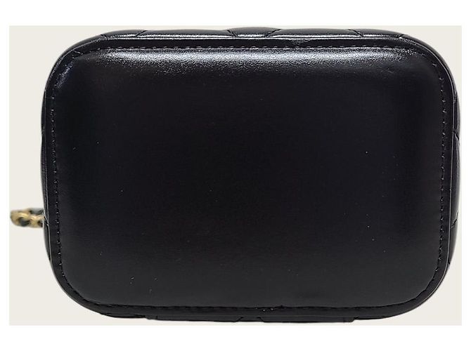 Vanity Chanel Beauty case piccolo in pelle nera e oro con catena Nero - vista 6