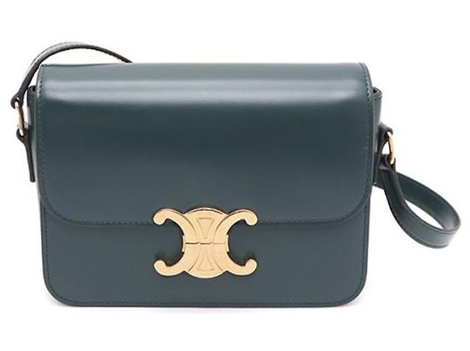 Céline Borsa a spalla e borsa a tracolla Triomphe Verde - vista 9