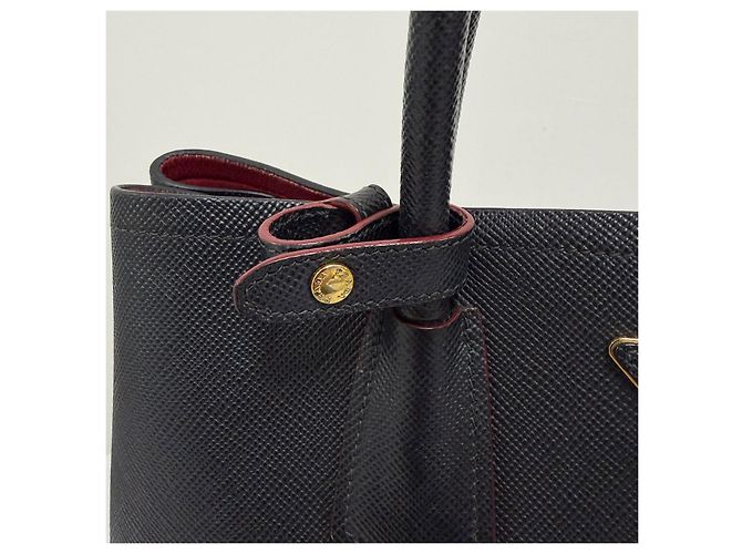 Prada Borsa Tote Doppia in Saffiano Borsa a Tracolla Nera Nero - vista 11