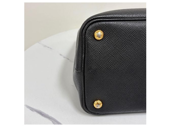 Prada Borsa Tote Doppia in Saffiano Borsa a Tracolla Nera Nero - vista 13