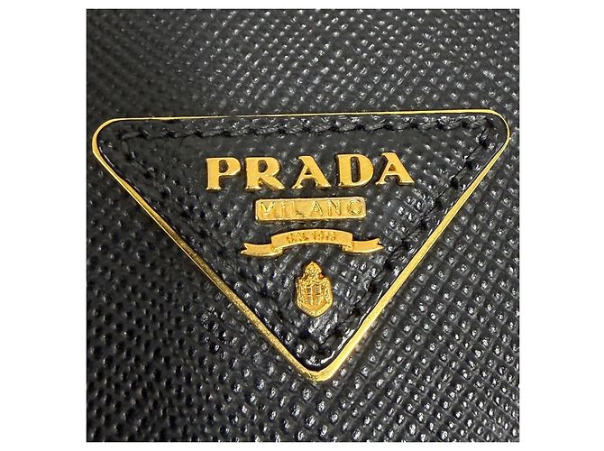 Prada Borsa Tote Doppia in Saffiano Borsa a Tracolla Nera Nero - vista 7
