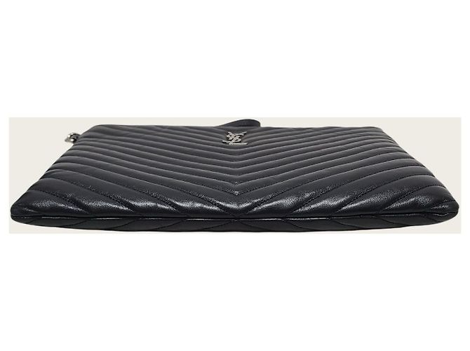 Saint Laurent Clutch Matelassé Monogram Nero e Argento - vista 5