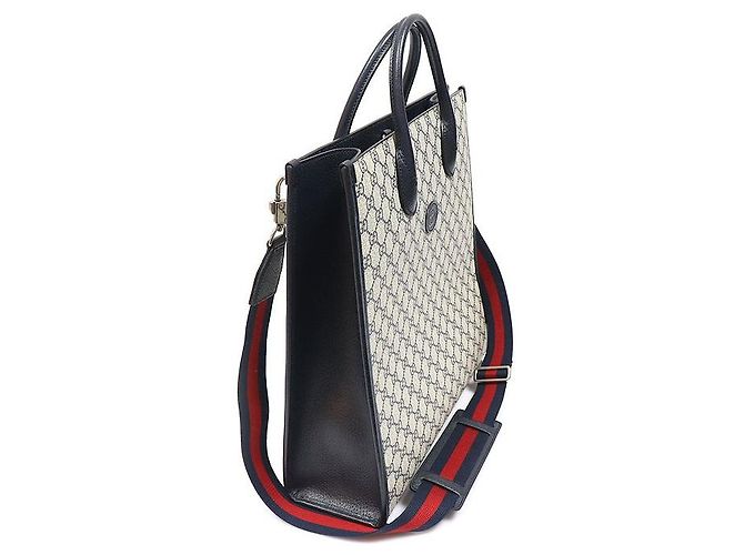 Gucci Tote Medium Interlocking in tela GG Supreme Beige Blue - vista 3