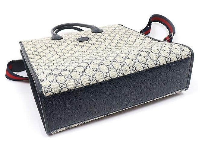 Gucci Tote Medium Interlocking in tela GG Supreme Beige Blue - vista 5