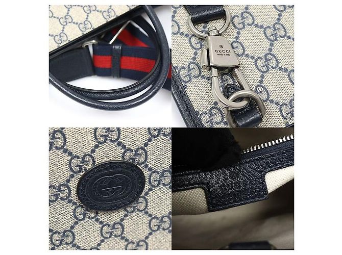 Gucci Tote Medium Interlocking in tela GG Supreme Beige Blue - vista 7