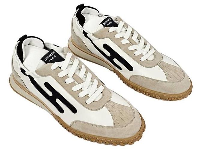 Hermès Jet Sneakers da Uomo Beige Noir Marrone - vista 8