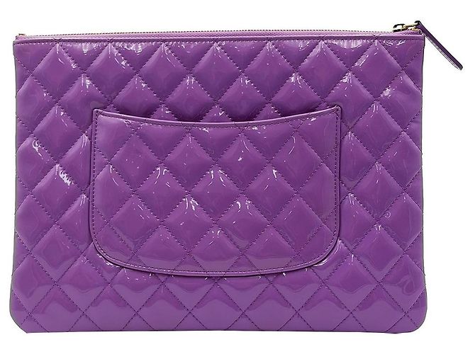 Chanel Clutch Medium in Vernice Classica Viola Porpora - vista 4