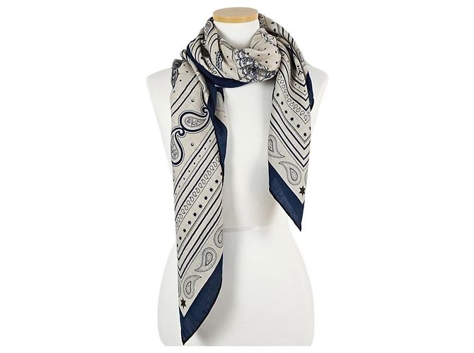 Hermès Sciarpa da donna Grand Apart Bandana Shawl in cashmere e seta Blu - vista 11