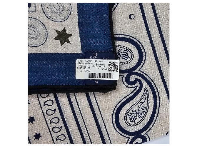Hermès Sciarpa da donna Grand Apart Bandana Shawl in cashmere e seta Blu - vista 13