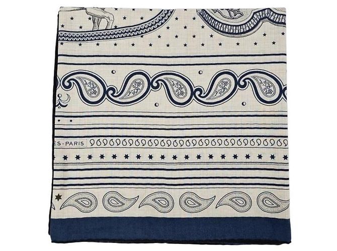 Hermès Sciarpa da donna Grand Apart Bandana Shawl in cashmere e seta Blu - vista 5