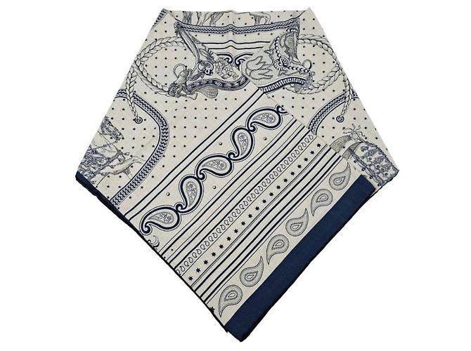 Hermès Sciarpa da donna Grand Apart Bandana Shawl in cashmere e seta Blu - vista 7