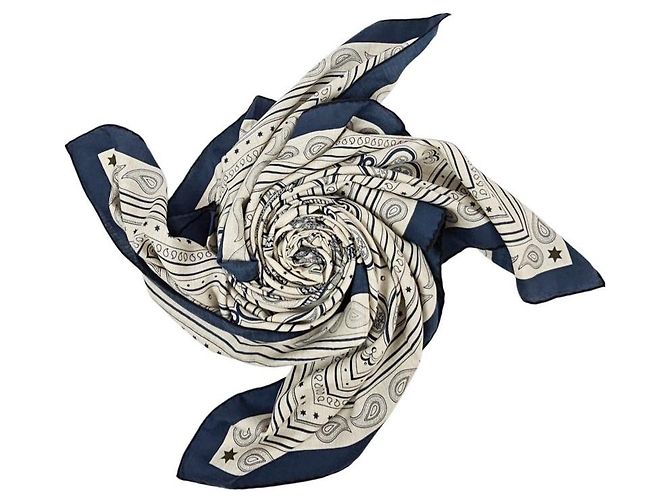 Hermès Sciarpa da donna Grand Apart Bandana Shawl in cashmere e seta Blu - vista 9