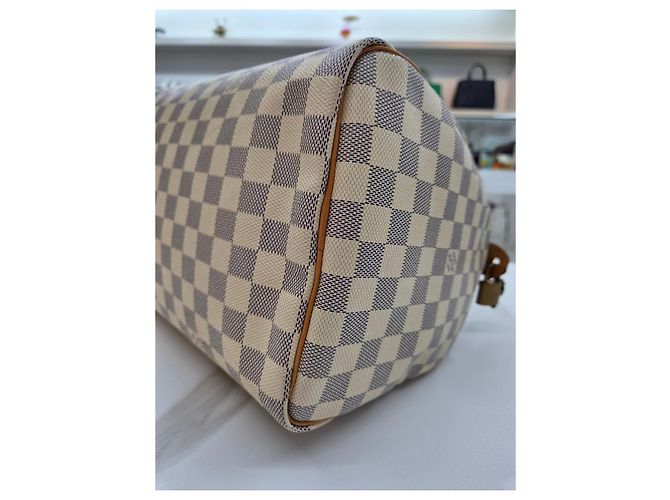 Louis Vuitton Borsa Tote Speedy Damier Azur Marrone - vista 17
