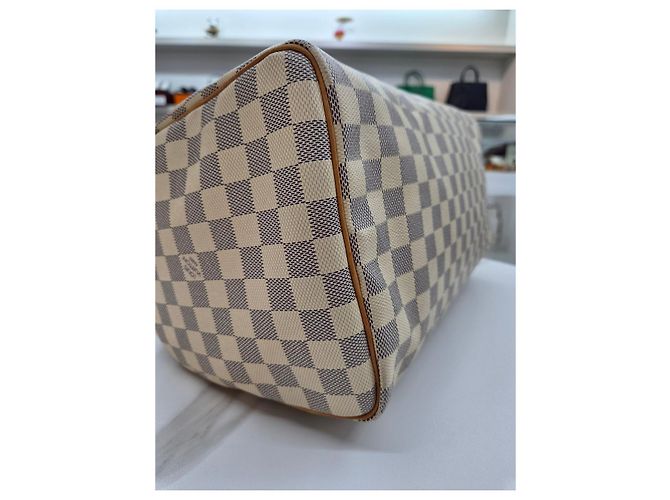 Louis Vuitton Borsa Tote Speedy Damier Azur Marrone - vista 18