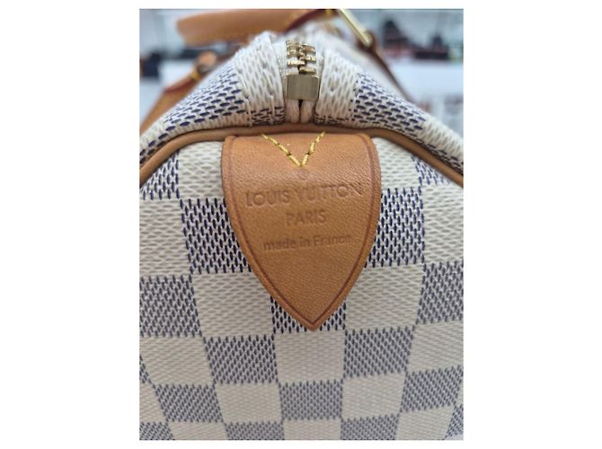 Louis Vuitton Borsa Tote Speedy Damier Azur Marrone - vista 19