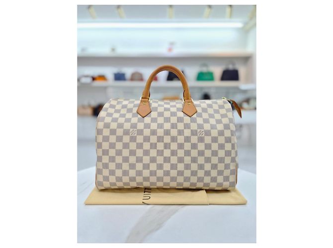 Louis Vuitton Borsa Tote Speedy Damier Azur Marrone - vista 2