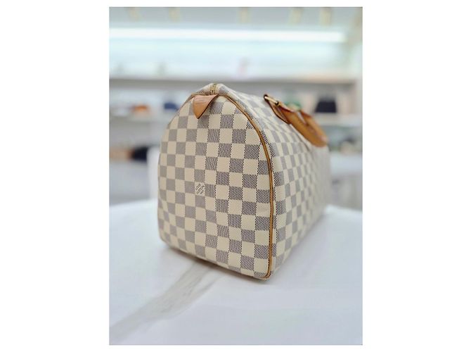 Louis Vuitton Borsa Tote Speedy Damier Azur Marrone - vista 5