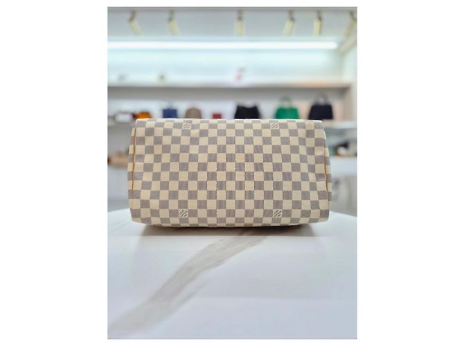 Louis Vuitton Borsa Tote Speedy Damier Azur Marrone - vista 7