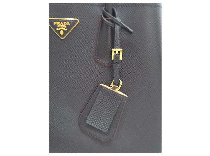 Prada Borsa Tote Doppia e a Tracolla in Saffiano Nero - vista 18