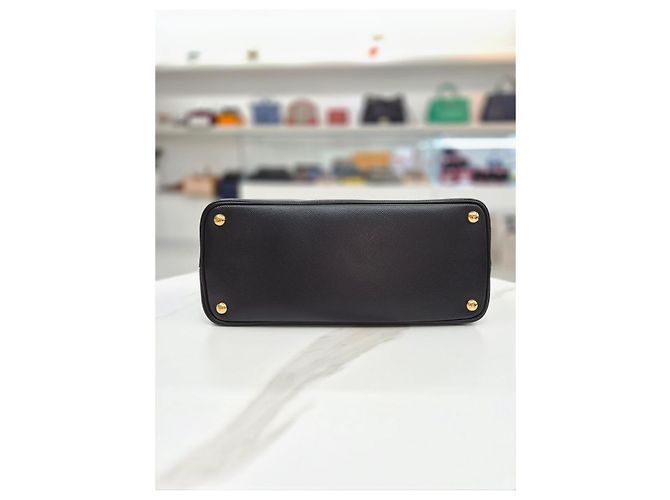 Prada Borsa Tote Doppia e a Tracolla in Saffiano Nero - vista 7