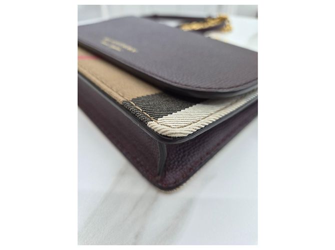Burberry Hampshire Check Leder-Schulter- und Crossbody-Tasche mit Kette Braun - Ansicht 16