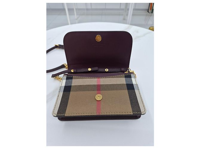 Burberry Hampshire Check Leder-Schulter- und Crossbody-Tasche mit Kette Braun - Ansicht 20