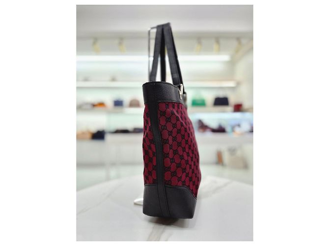 Gucci Borsa a secchiello e borsa a tracolla Jacquard Burgundy Medium Rosso - vista 11
