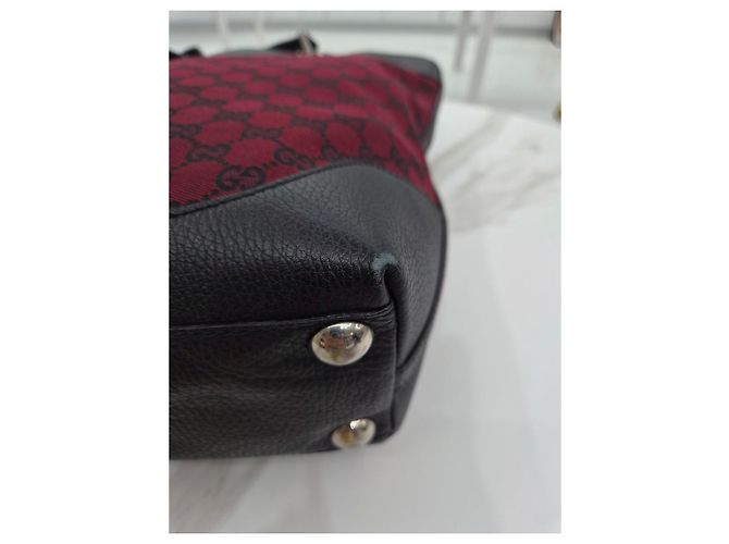 Gucci Borsa a secchiello e borsa a tracolla Jacquard Burgundy Medium Rosso - vista 17